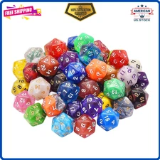 56 Pieces 20 Sided Dice Set Mix Color D20 Dice Polyhedral Dice Assortment with a