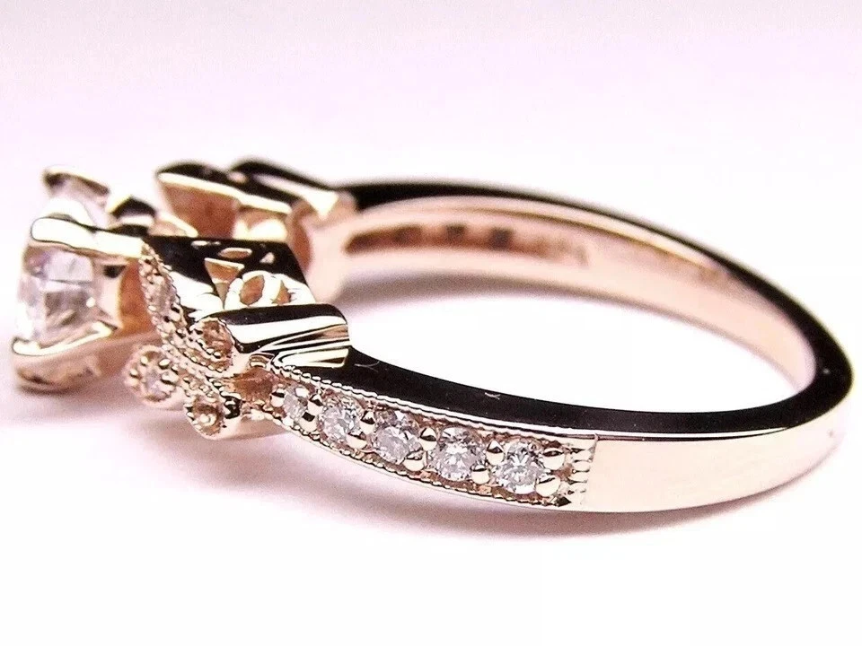 Anillo conjunto de boda nupcial para mujer enchapado en oro rosa de 14 k diamantes simulados con corazón de 2 quilates Foto 3 de 4