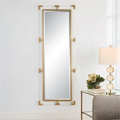 Uttermost Balkan 27.5" Beveled Transitional Metal Tall Mirror in Metallic Gold - Picture 2 of 6