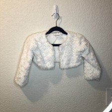 Baby Kids Girls Faux Fur Cardigan Bolero Wedding Party Jacket Shrug Baptism Coat