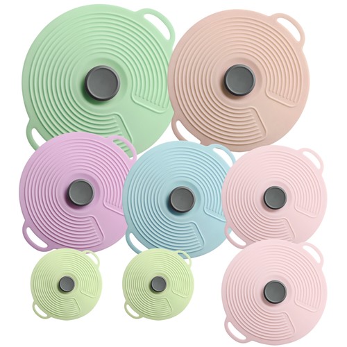 8 Pack Silicone Lids for Bowl Silicone Microwave Cover, Reusable Heat Lids