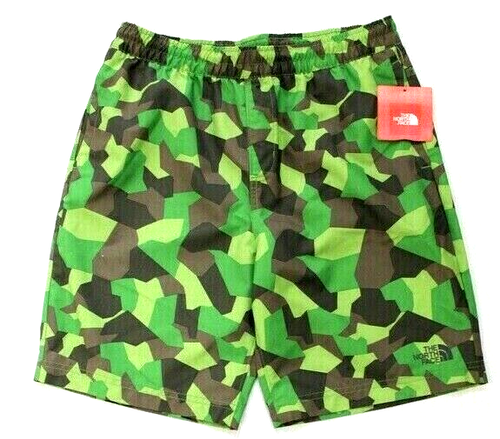 The North Face Boys Morphious Camo Print Shorts Size M Green NWT