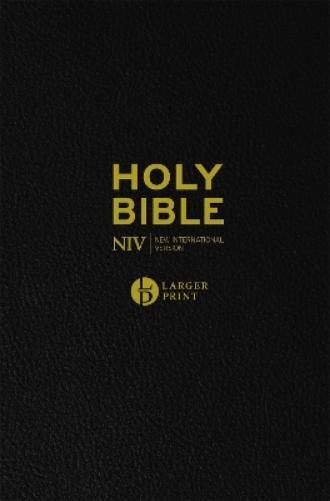 New International Version NIV Larger Print Black Leather Bible (Tascabile)