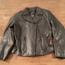 Leather King Womens Motorcycle Jacket Coat Black Sz. Xl Biker Excellent Cond