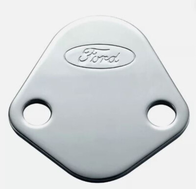 SB Ford Logo Fuel Pump Block-Off Plate Chrome 302-290 Proform