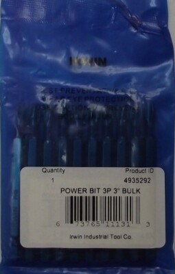 Irwin 4935292 Phillips Power Bit #3  3''  Long (10pack)