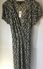 NWT BANANA REPUBLIC WOMEN'S BLACK/WHITE MEDIUM DRESS TIE BACK PULLOVER POLY