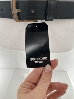 Bolongaro Trevor Mens Dress Belt Black 100% Leather Silver  display picture 1
