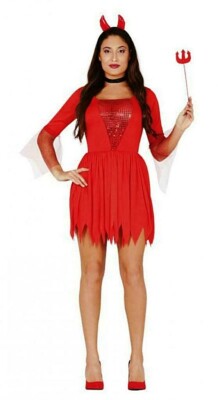 CARNEVALE HALLOWEEN VESTITO COSTUME DIAVOLESSA SHE DEVIL GIRL