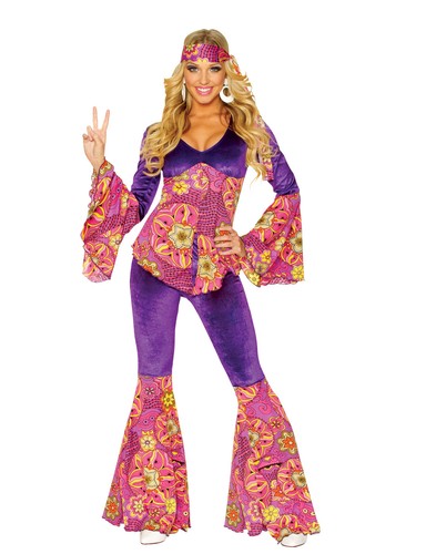 Violeta Potencia 1960'S Hippie Campana Pantalones Disfraz Mujer Halloween |  eBay