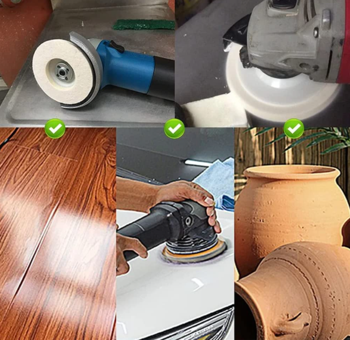 Grindshine Pro Polishing Pads - 4 Inch Wool Felt Buffing Wheels For Angle Grinder Metal & Stainless