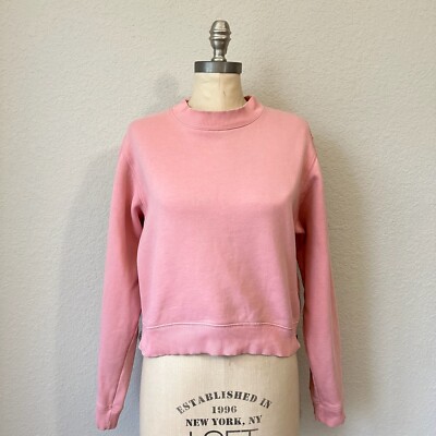 ACNE STUDIOS Sweatshirt Womens XS Pink Bird Fleece Side-Zip Mock Neck Minimalist