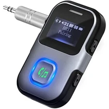 LENCENT Bluetooth 5.0 Receiver with LCD AUX Adapter Noise Cancellation for Car