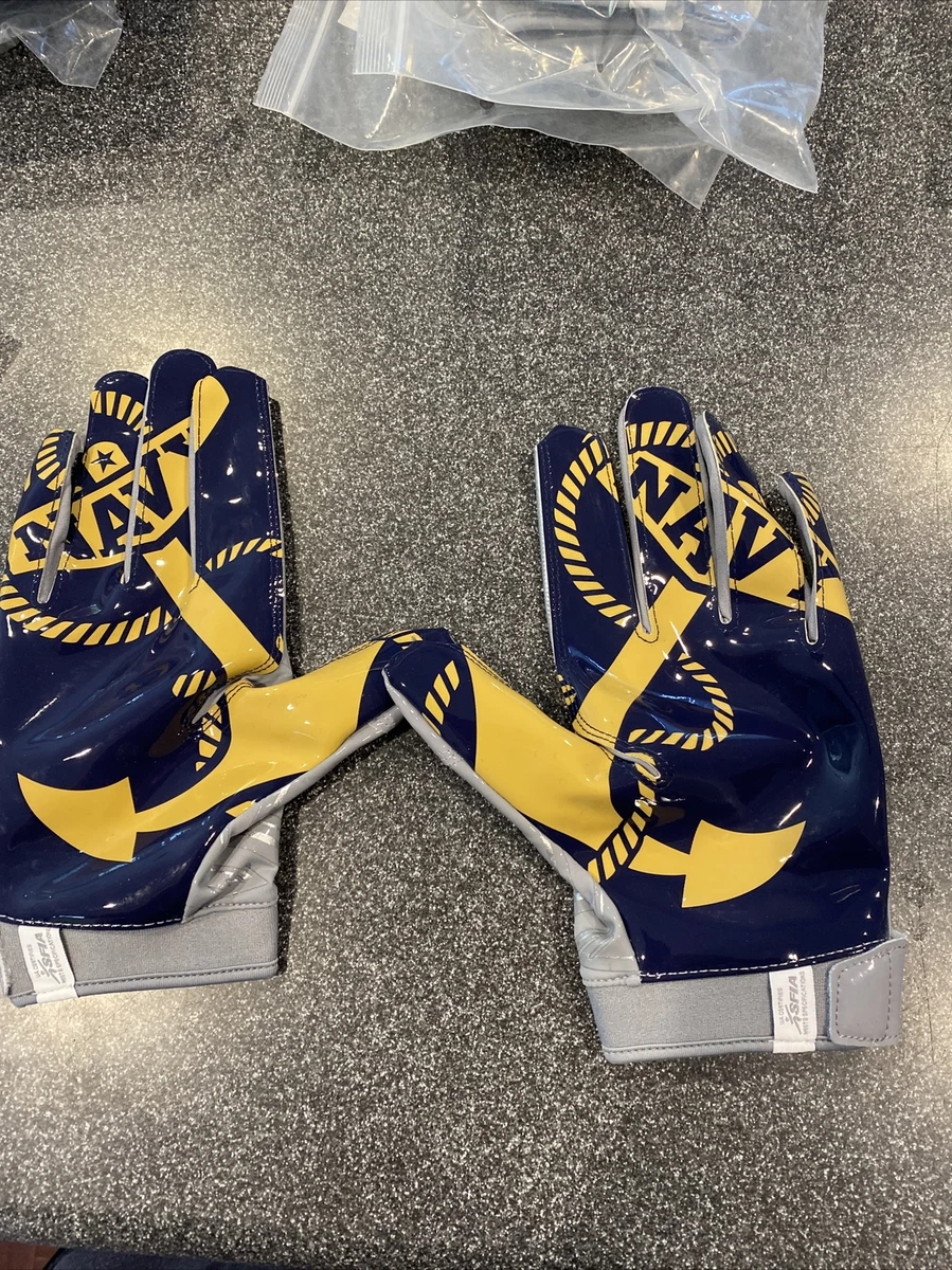 Navy and hotsell gold football gloves