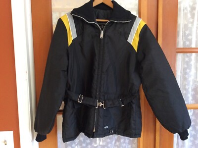 Vintage Edco Snowmobile JacketBlack, Yellow and Gray.  Large Men s . 70s