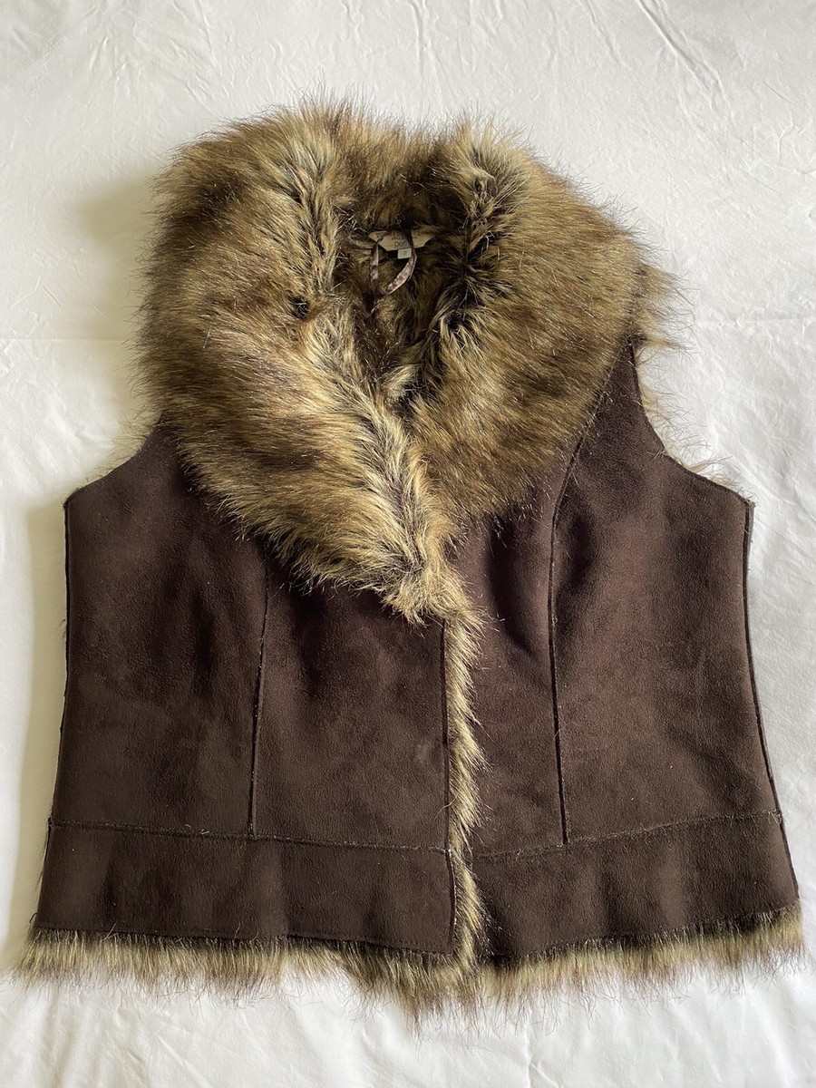 Petite Very Fur Gilet Faux Fur Suede Gilet/ Body Size Medium (12