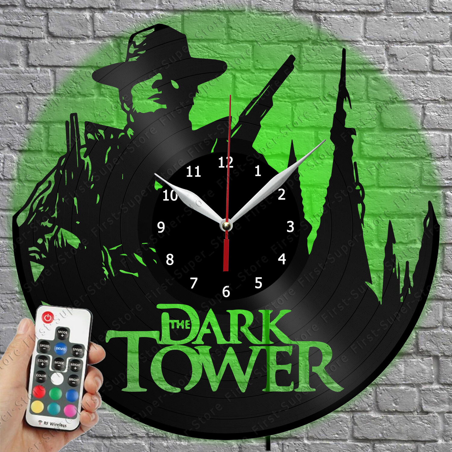 LED Dark Tower Vinyl Record Wall Clock with LED Light 1093