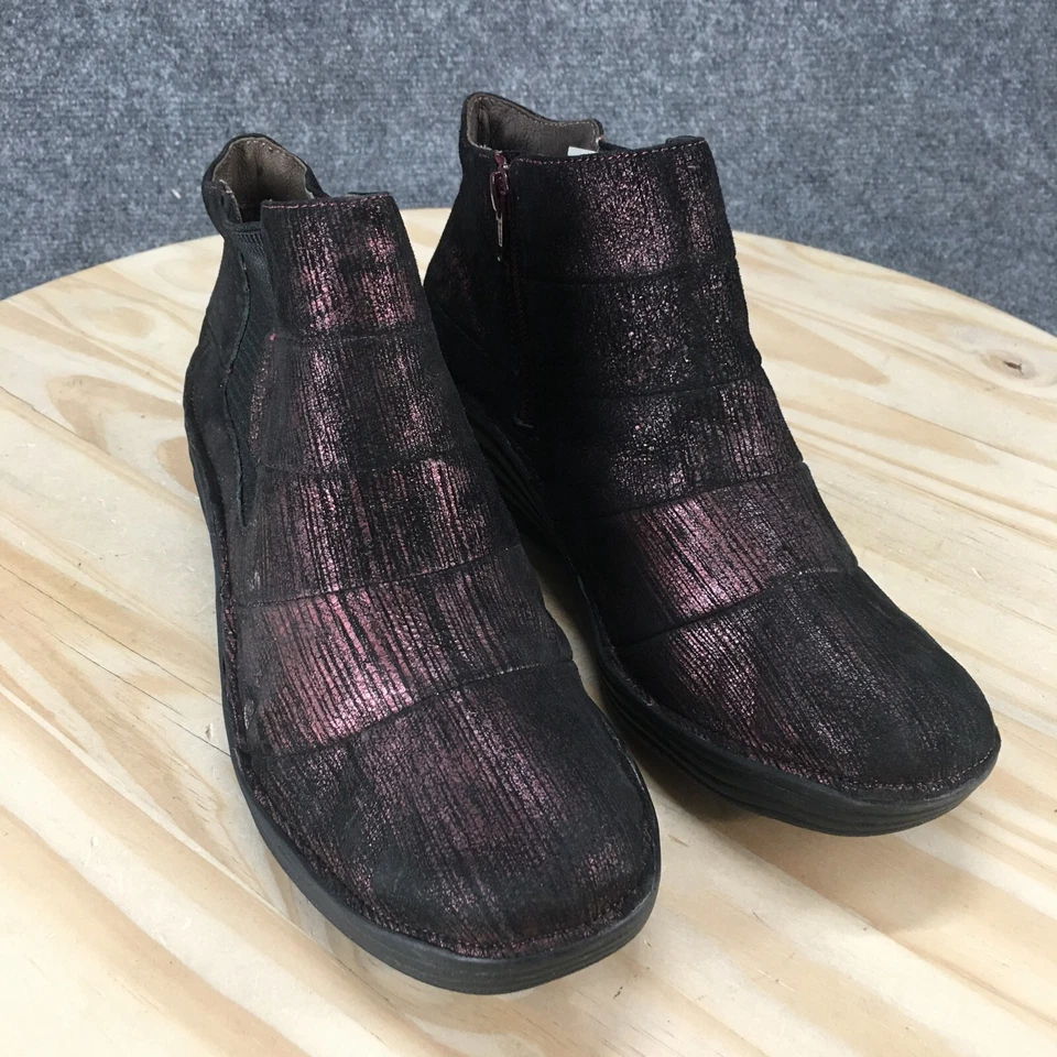 Bionica Boots Womens 10M Gilford Wedge Leather Irredescent Purple Ankle Bootie - Image 3 of 4