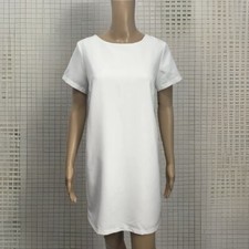 NWOT Lulus Sheath Dress Size Med Solid Ivory Short Sleeve Back Zip Up Bridal