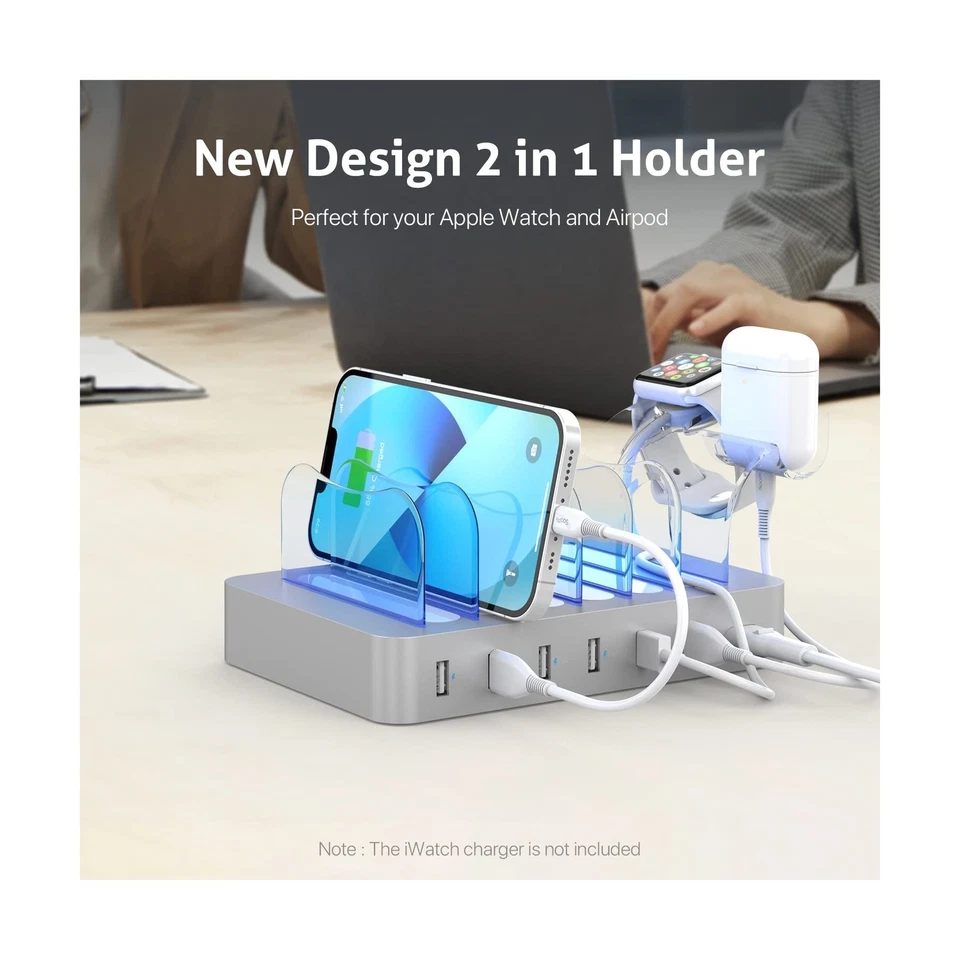 SooPii Premium 6 puertos USB estación de carga organizadora para múltiples dispositivos, 6... Foto 4 de 4