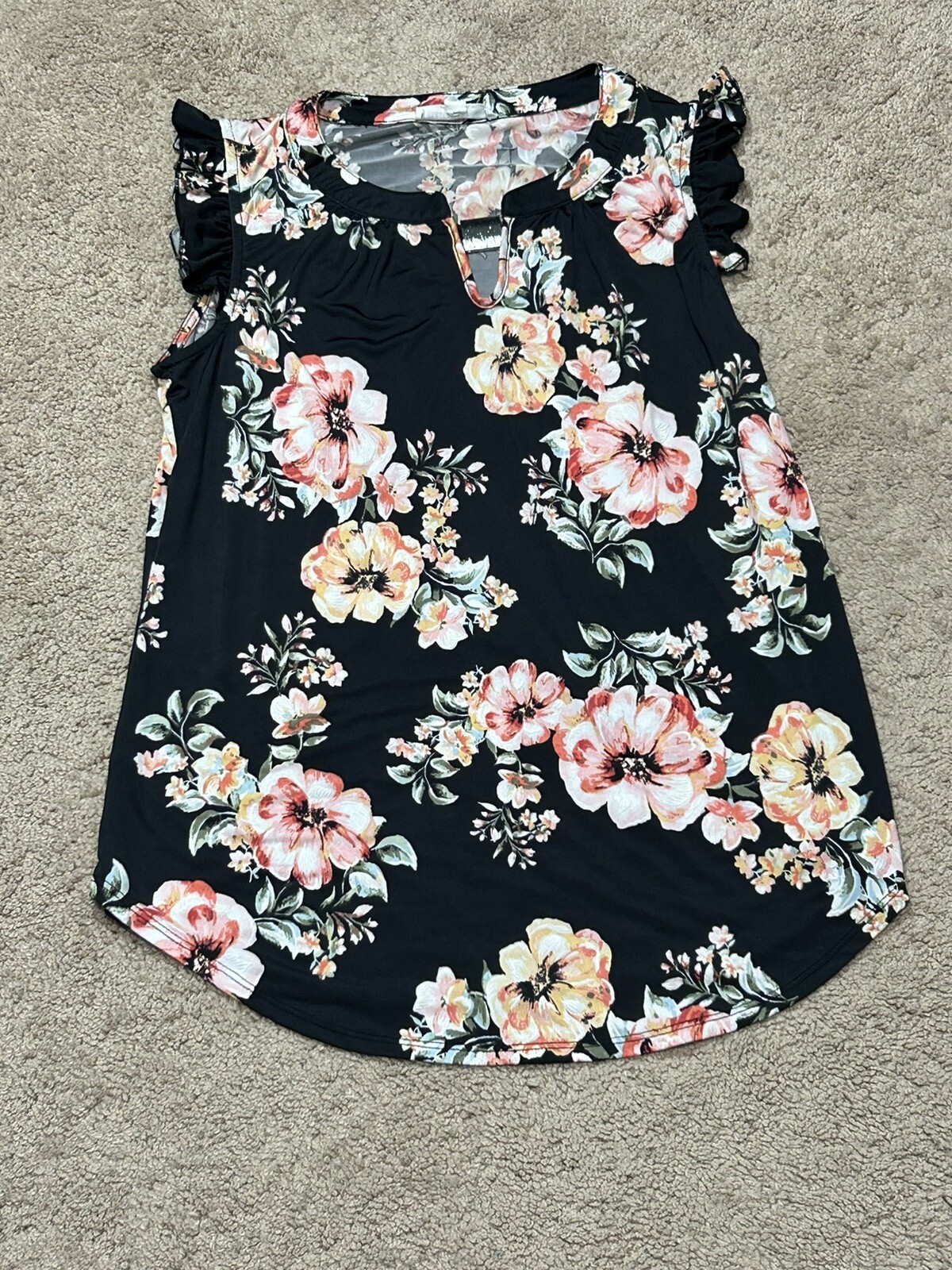 Perseption Concept Womens Shirt Size Small Multicolor Floral Print Keyhole Flowy