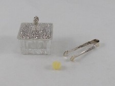 *RAR* Elegante Zuccheriera In Argento 835 Con Decorazione Floreale E Vetro