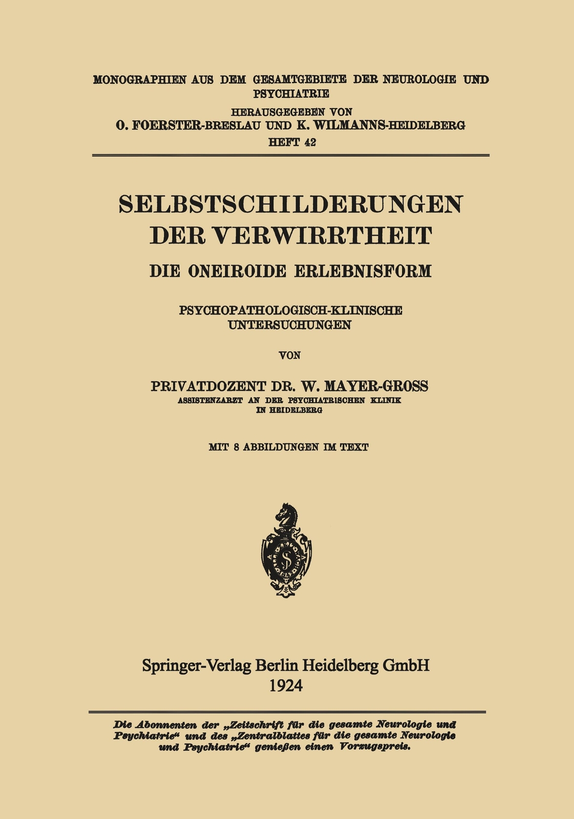 Wilhelm Mayer-groß | Selbstschilderungen Der Verwirrtheit |