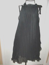NWT"1.2.3.FASHION"Black Pleated Flowy Lined Halter Top Dress size M.Made in USA!