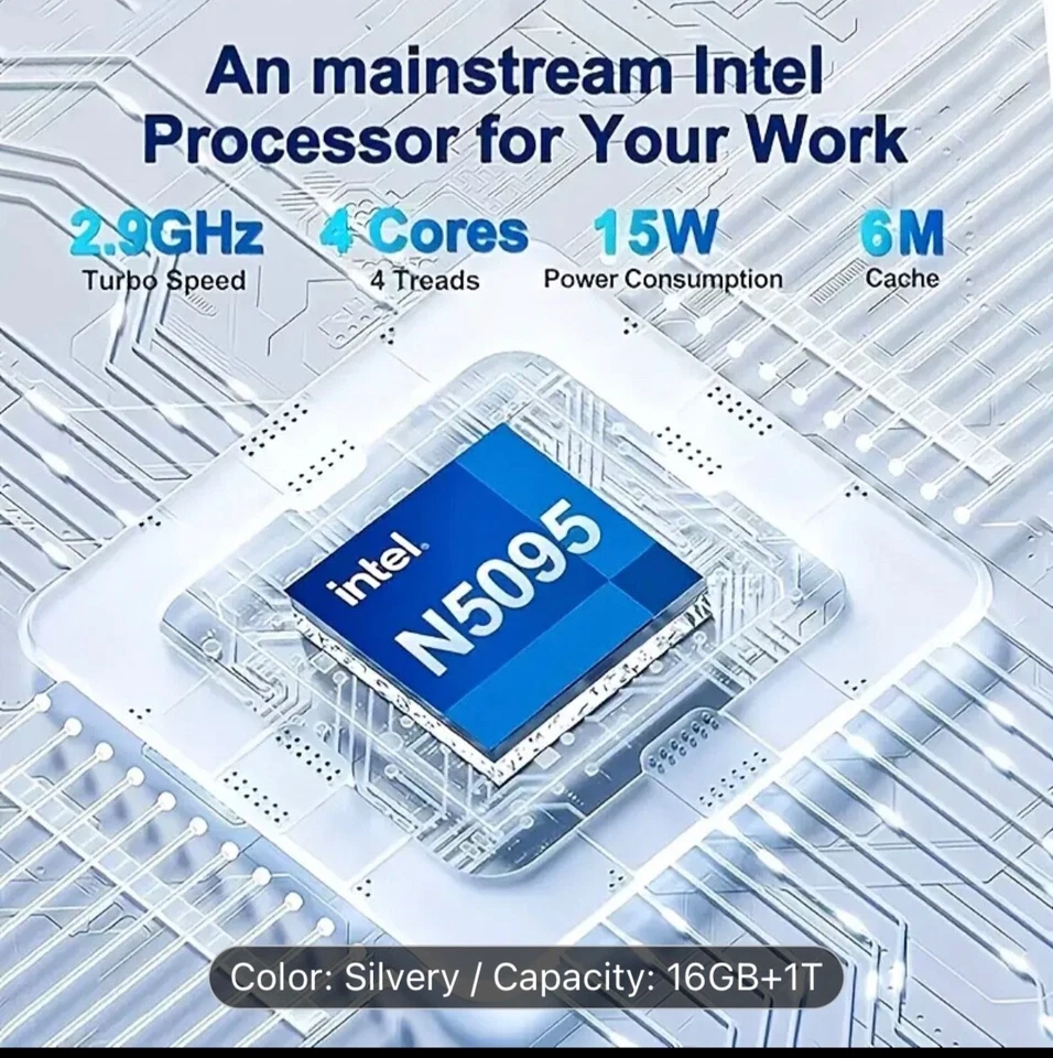 2025 15.6-Inch Large-Screen Laptop with 16GB RAM, 1TB SSD, Intel 12th Gen N95, W - Image 3 of 4