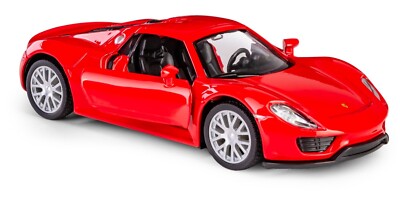 Porsche 918 Spyder Germany Sports Car Model Red Diecast RMZ City 1