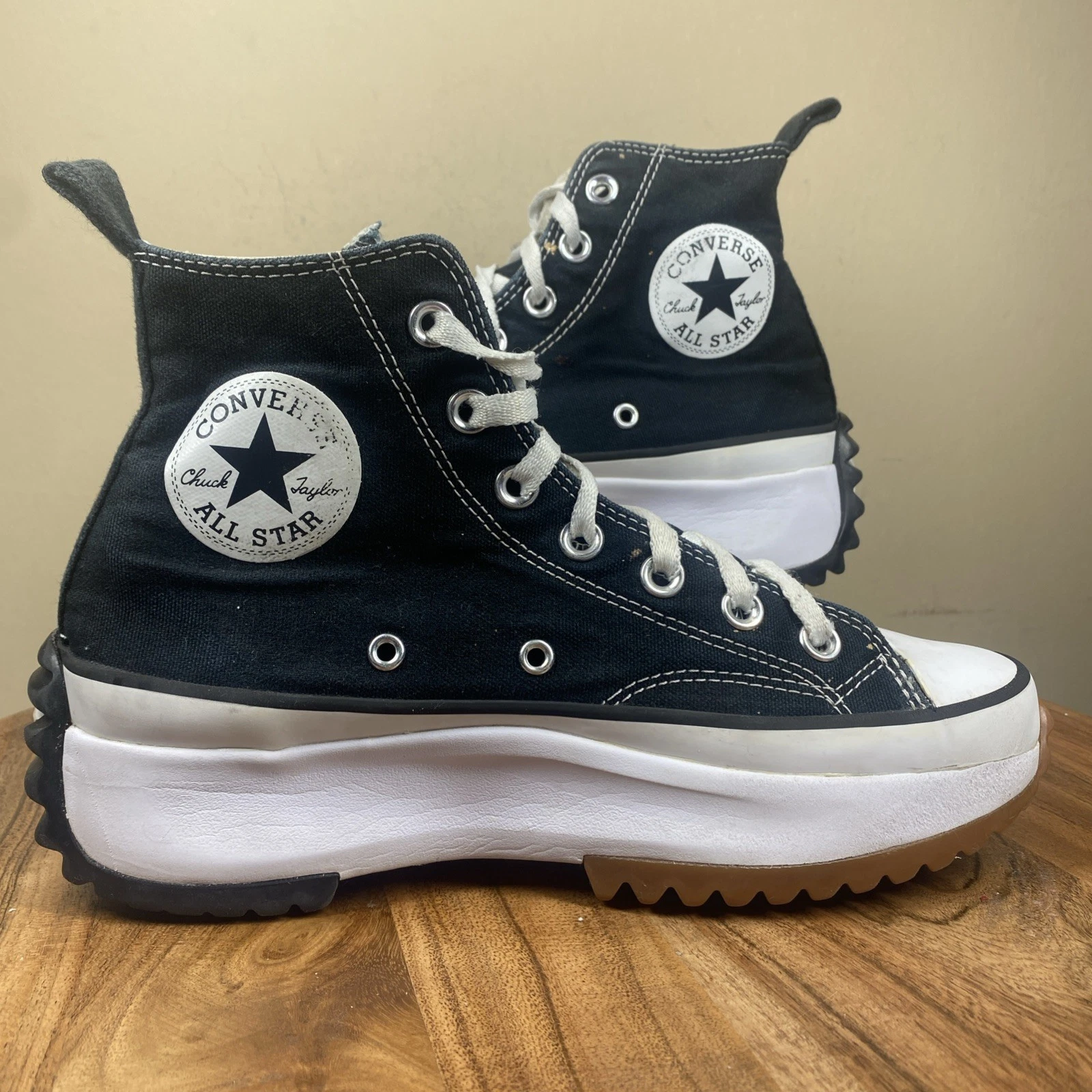 Scarpe alte Converse Run Star Hike donna nere bianche gomma misura 7 5 plateau