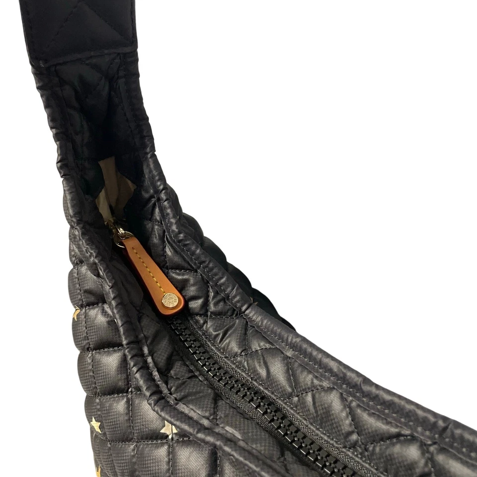 MZ Wallace Parker Star Print Quilted Nylon Shoulder Bag Black Ombre Star / Gold - Image 4 of 4