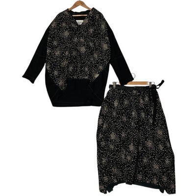 pas de calais Random Dot Blouse and Skirt Matching Set, 36, Black Women USED