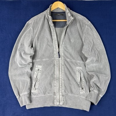 Brax Zip Jacket Men Size S Terry Cloth Washed Grey Casual Relaxed Soft Preppy
