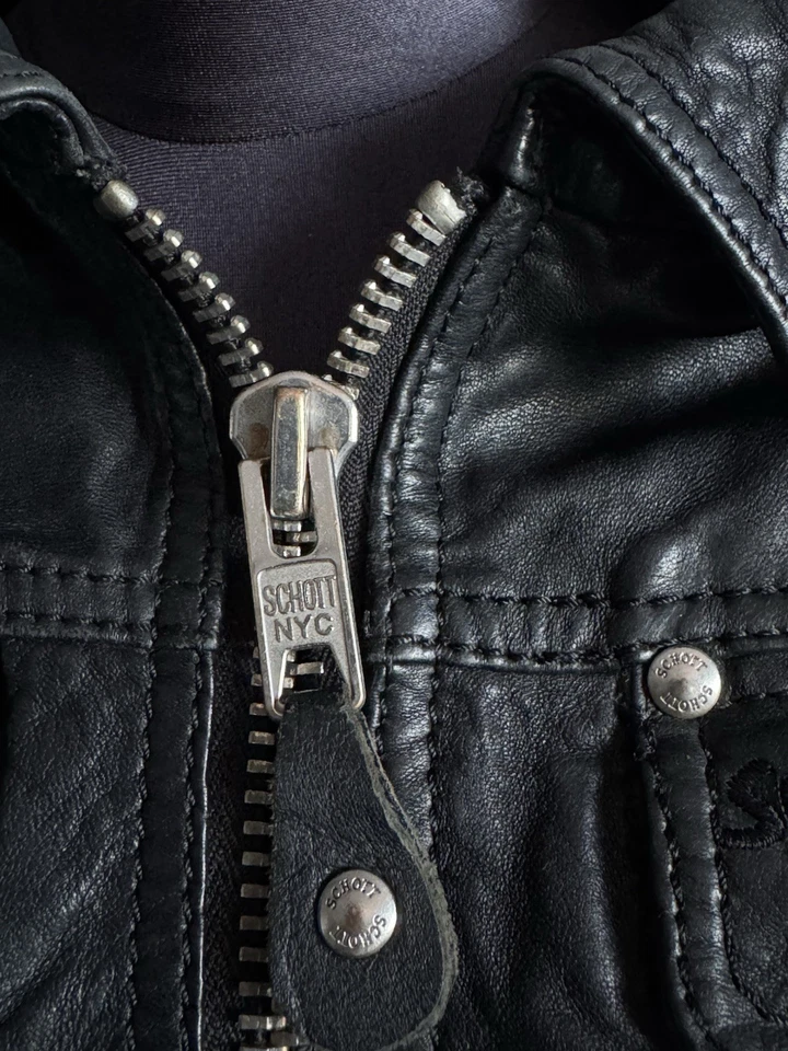 Schott NYC Lambskin Black Leather Women’s Jacket Moto Size XS - Image 3 of 4