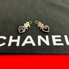Chanel Coco Mark Heart Earrings Women Silver One Size