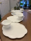 Vintage Indiana Milk Glass Luncheon Snack Plates&Cups Harvest Grape Set Of 4