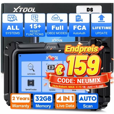XTOOL D6 KFZ OBD2 Diagnosegerät Scanner Fehler Auslesegerät ALLE SYSTEM TPMS Neu