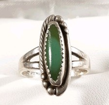 NAVAJO VINTAGE SIGNED STERLING BRAIDED TURQUOISE SIZE 6 RING 3.1g