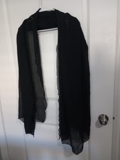 Black Sheer Crinkle Chiffon Scarf Wrap 44  x 64  Lightweight Textured