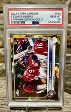 Topps 2022 Chrome Sapphire Texas Rangers Gold SSP /50 PSA 10🔥🔥