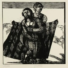 Karl-Georg Hirsch Strand Leipziger Schule Kalenderblatt signiert Holzstich 1973