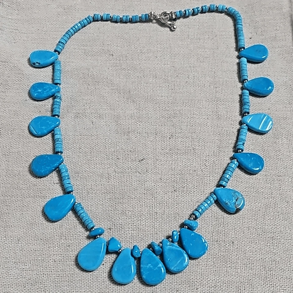 Collar Lágrima Heishi Estilo Navajo Magnesita Azul Turquesa Magnesita Foto 3 de 4
