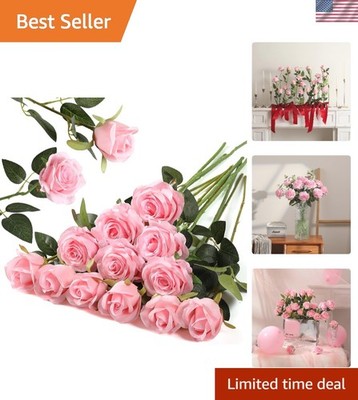 Artificial Silk Rose Bouquet - 12PCS Realistic Flowers for Weddings & Parties