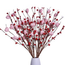 Valentine    S Day Decorations 6 Pack Valentines Day Picks Berry Stems with Pi...
