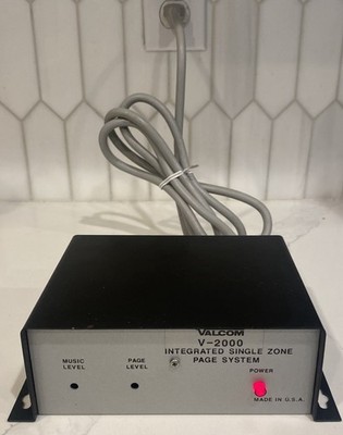Valcom V-2000 Single Zone Paging Amplifier 115VAC Commercial Audio System 1997