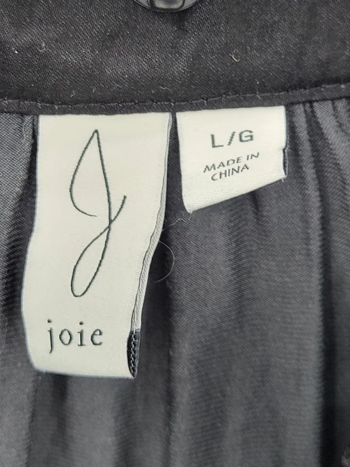 Blusa Joie Top Mujer Grande Negra Satén Manga Globo Volantes Cuello Popover Foto 3 de 4