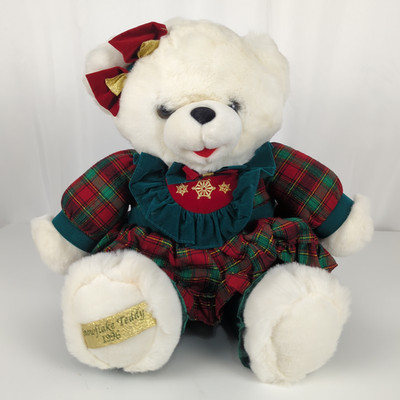 Snowflake Teddy 1996 Dan Dee Magic White Bear Plush Christmas Dress, free ship