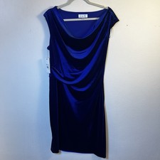 Women's Harper Rose Size 16, Royal Blue Velvet Cowl Neck Ruched Sheath Dress $99