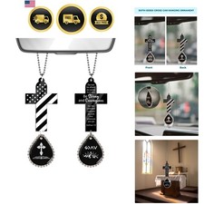 Daily Bible Verse Rearview Mirror Cross Ornament, Cross for Car Mirror Hangin...